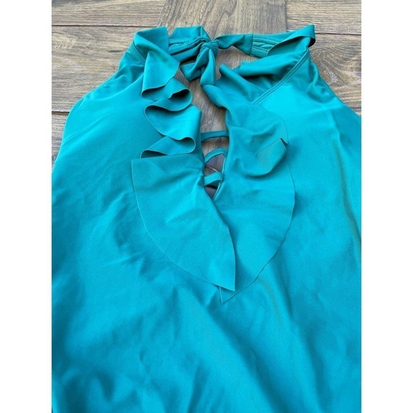Bleu Rod Beattie Green Palm one piece bathing suit Ruffles Size 10 - Picture 5 of 8